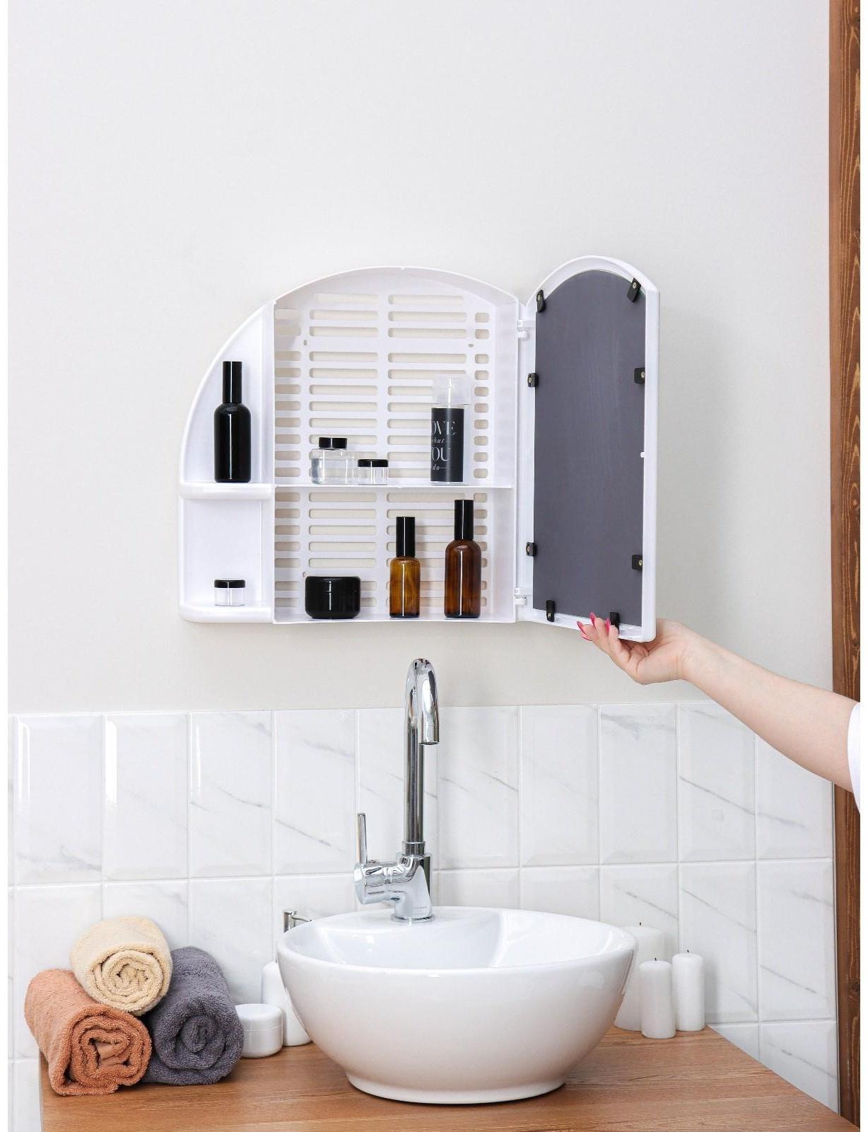 Шкафчик для ванной комнаты с зеркалом «Орион», цвет снежно-белый