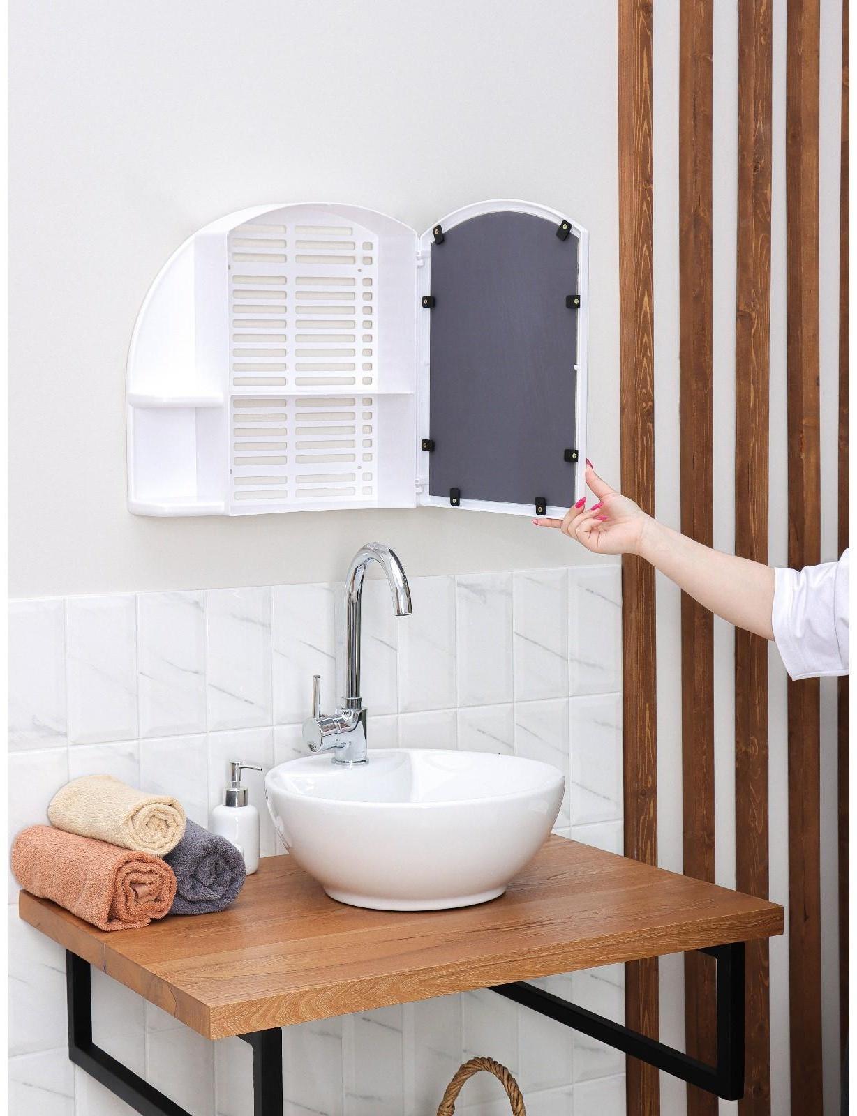 Шкафчик для ванной комнаты с зеркалом «Орион», цвет снежно-белый