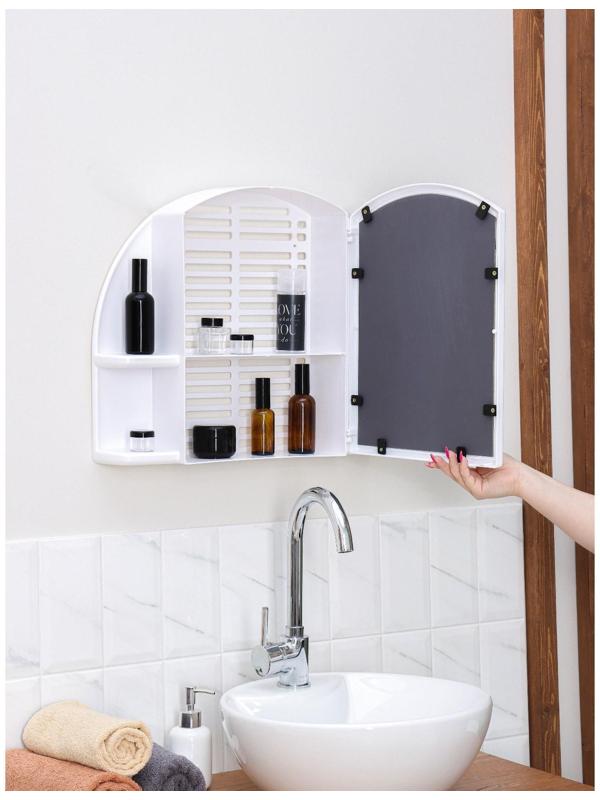 Шкафчик для ванной комнаты с зеркалом «Орион», цвет снежно-белый