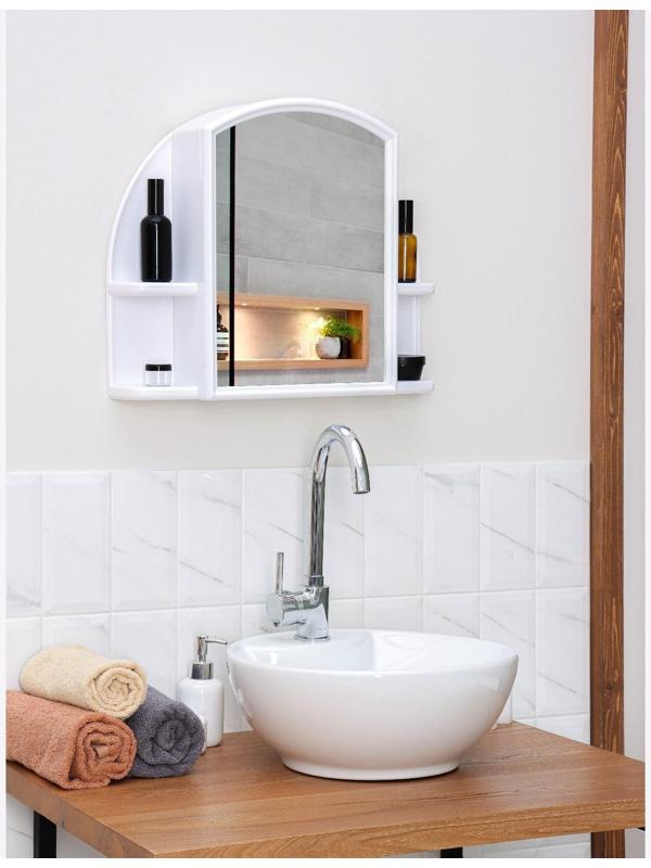 Шкафчик для ванной комнаты с зеркалом «Орион», цвет снежно-белый