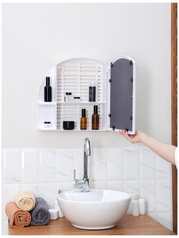 Шкафчик для ванной комнаты с зеркалом «Орион», цвет снежно-белый