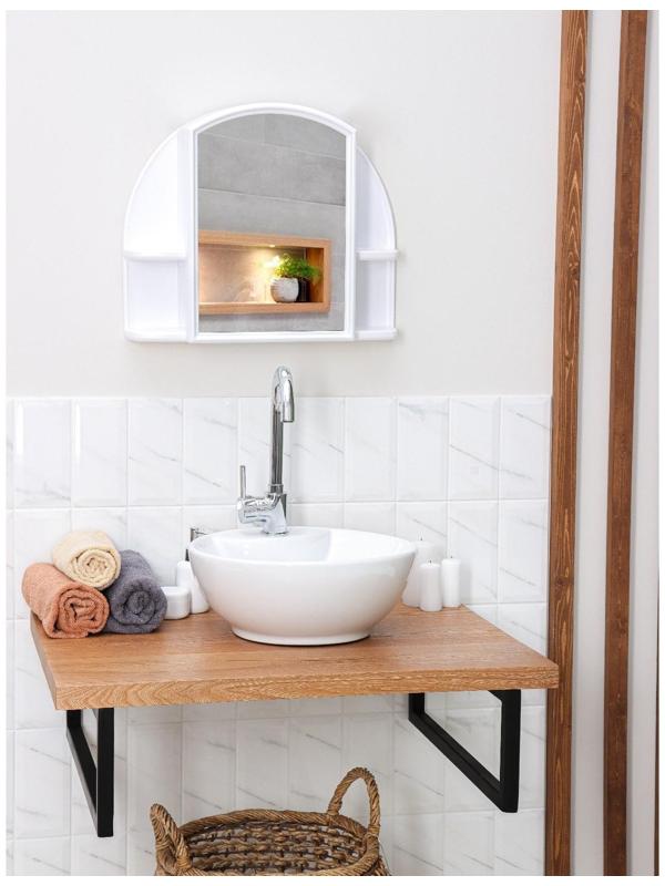 Шкафчик для ванной комнаты с зеркалом «Орион», цвет снежно-белый