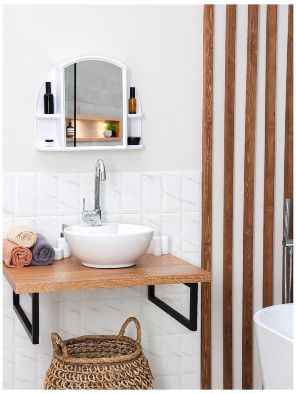 Шкафчик для ванной комнаты с зеркалом «Орион», цвет снежно-белый