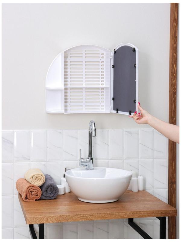 Шкафчик для ванной комнаты с зеркалом «Орион», цвет снежно-белый