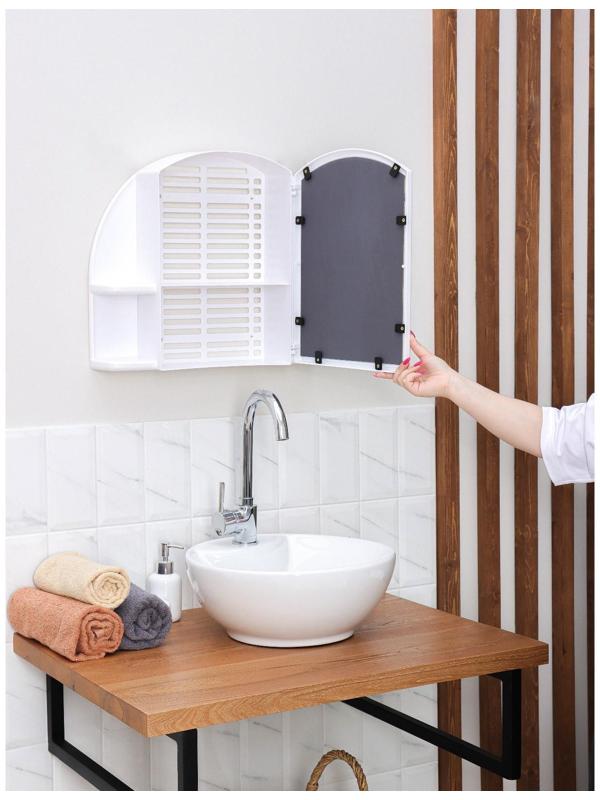 Шкафчик для ванной комнаты с зеркалом «Орион», цвет снежно-белый