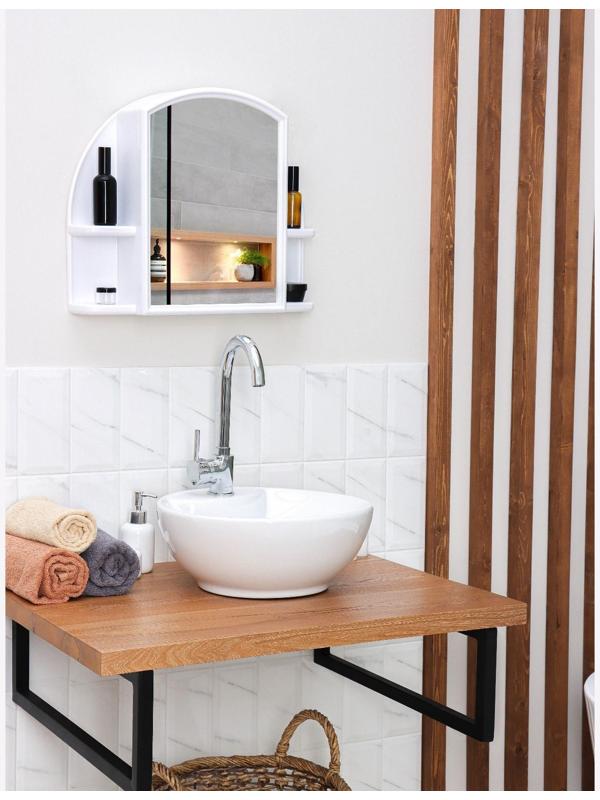 Шкафчик для ванной комнаты с зеркалом «Орион», цвет снежно-белый