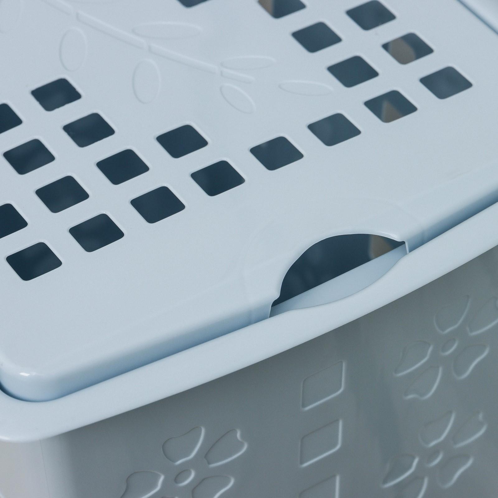 Корзина бельевая с крышкой «Виолетта», 30 л, 37×25×48 см, цвет голубой