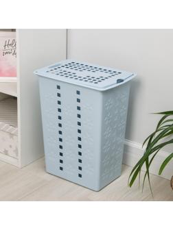 Корзина бельевая с крышкой «Виолетта», 30 л, 37×25×48 см, цвет голубой