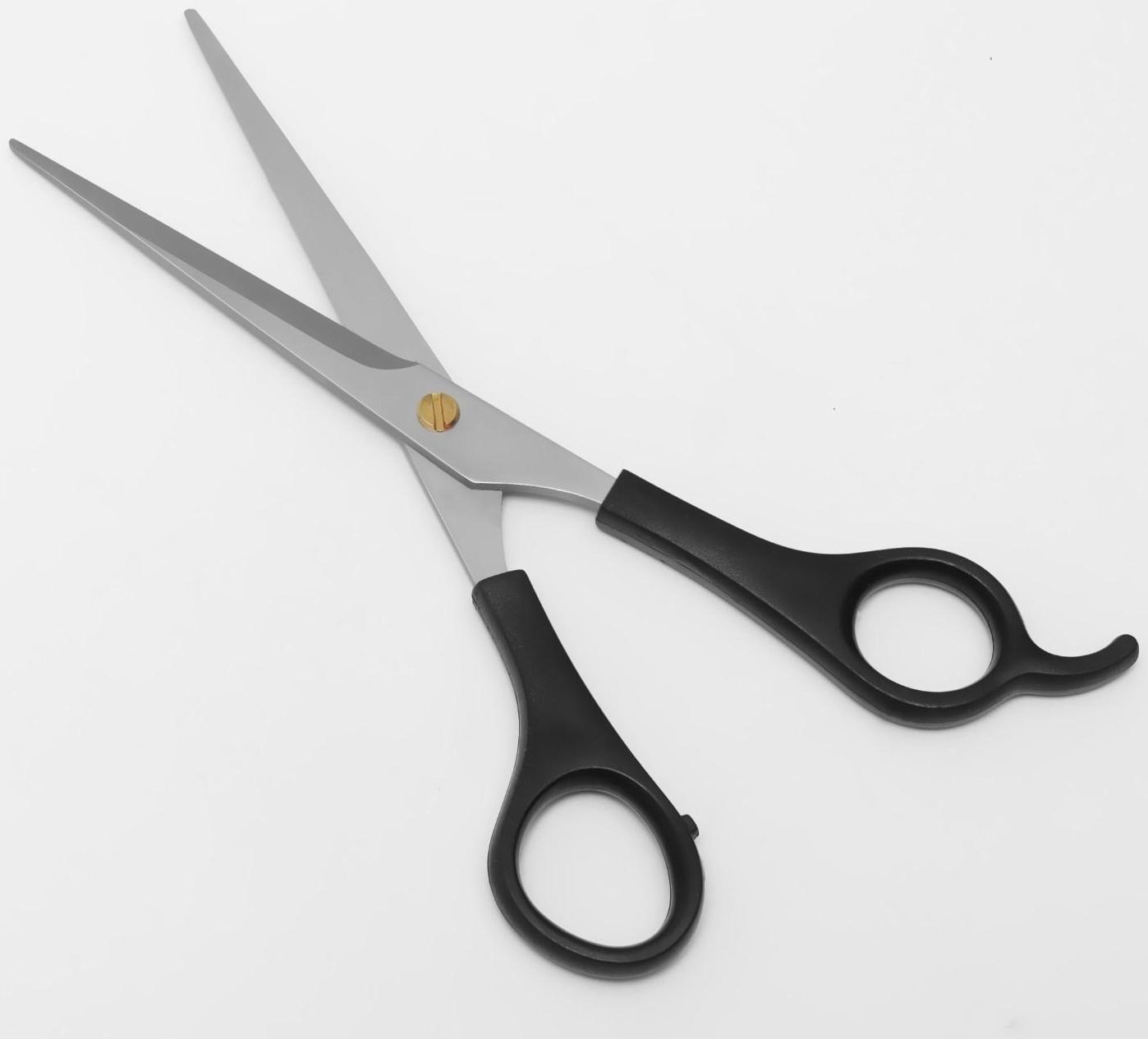 Ножницы парикмахерские с упором, лезвие — 7 см, цвет чёрный