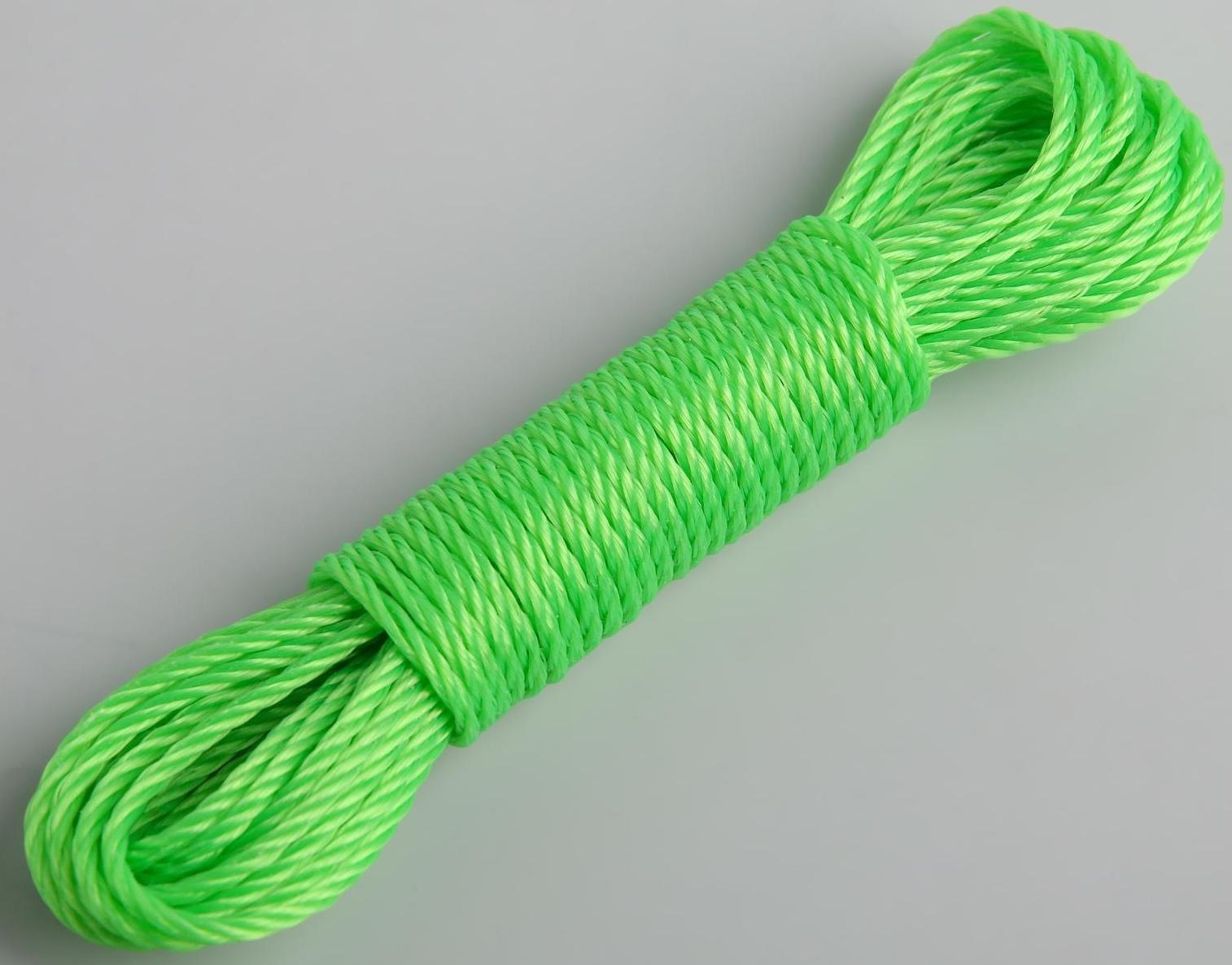 Верёвка бельевая Доляна, d=3 мм, длина 10 м, цвет МИКС