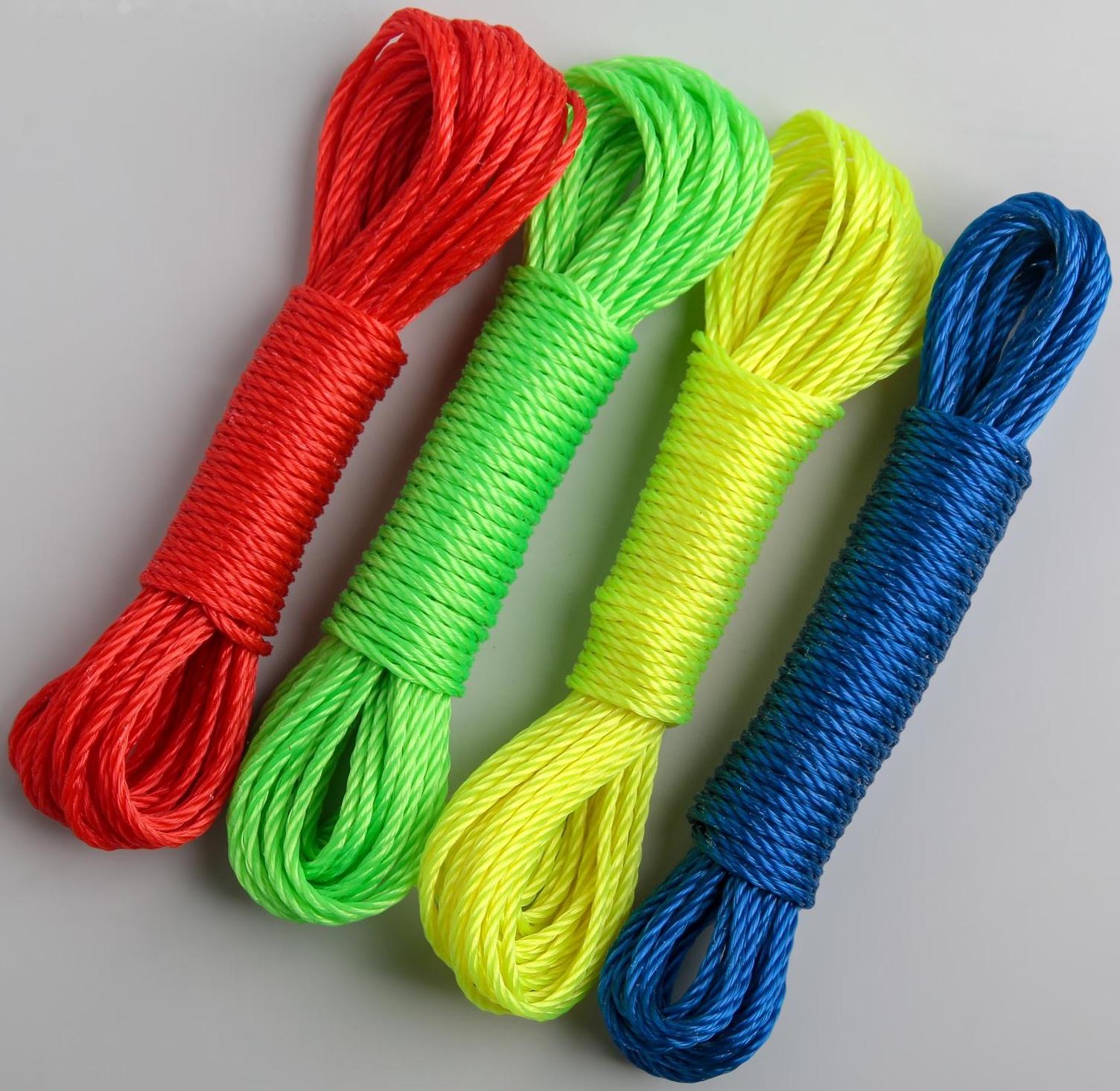 Верёвка бельевая Доляна, d=3 мм, длина 10 м, цвет МИКС