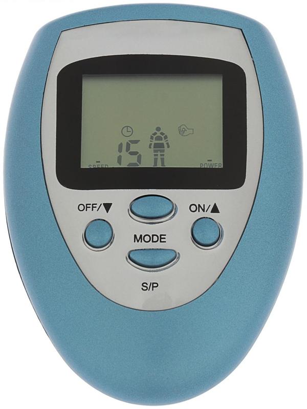 Массажёр для тела Luazon LEM-29, миостимулятор, 3 режима, 4 электрода, 2хААА, голубой