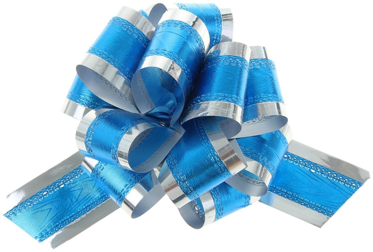 Бант-шар No5, синий в серебре