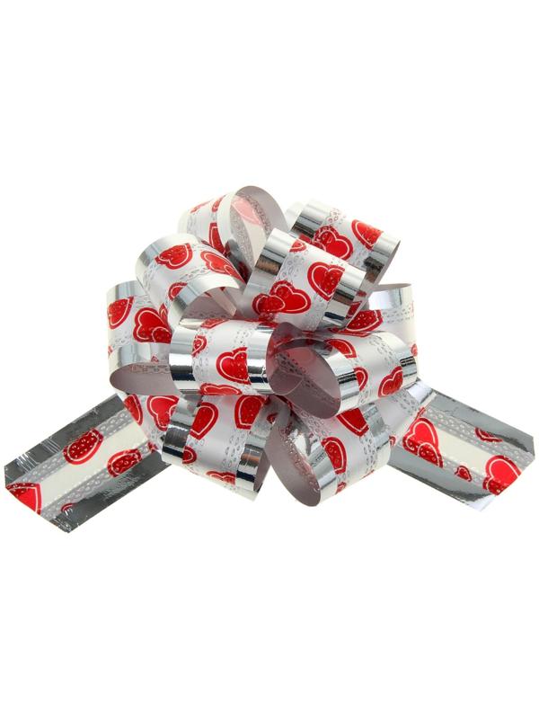 Бант-шар №3,2 рисунок сердца на белом