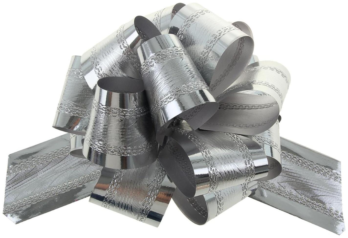 Бант-шар №5 полоска, серебро