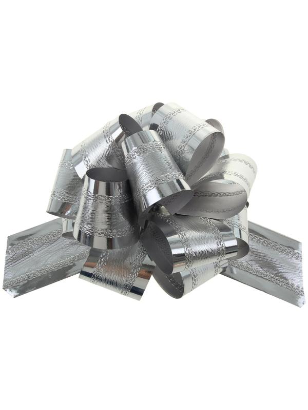 Бант-шар №5 полоска, серебро