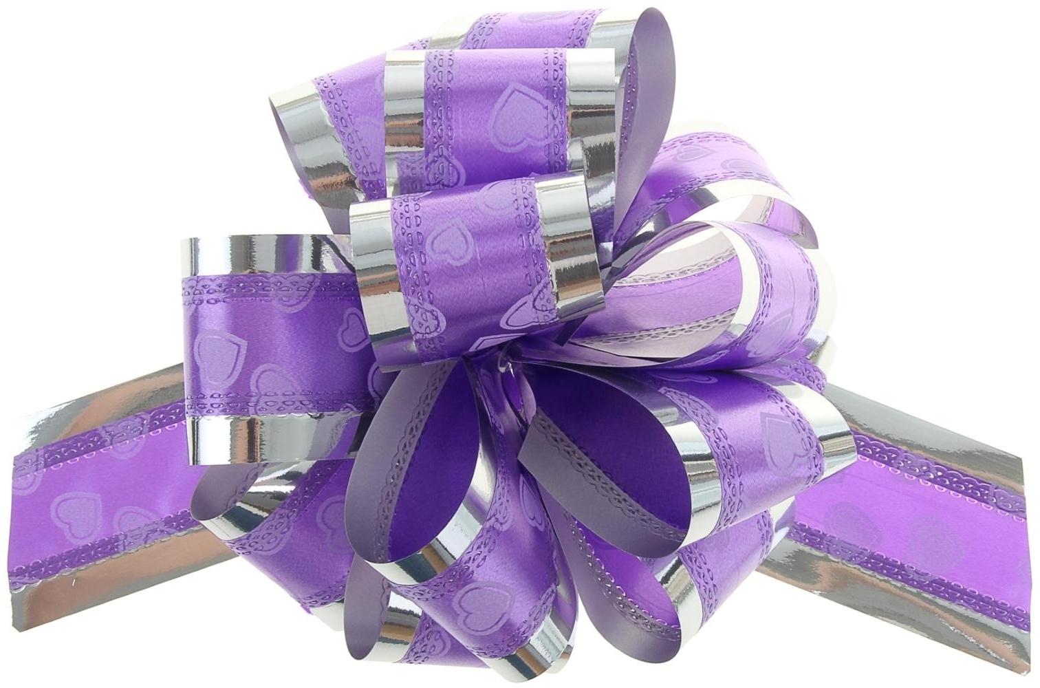 Бант-шар №5 «Воздушные сердца», фиолетовый