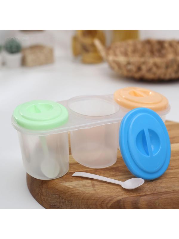 Набор банок для сыпучих продуктов «Комфорт», 3 шт, 21×9,5×8 см, с ложками, цвет МИКС