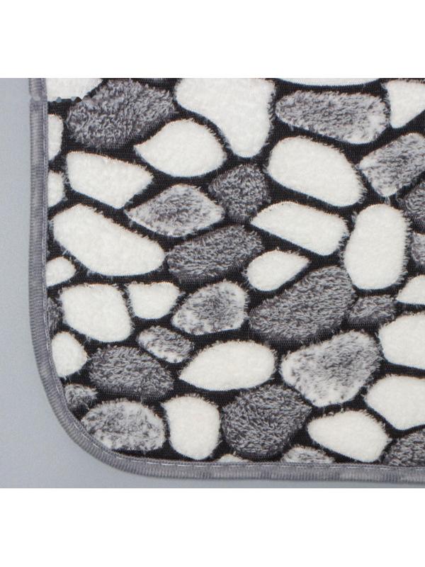 Набор ковриков для ванной и туалета Доляна «Галька», 3 шт: 40×45, 40×50, 50×80 см