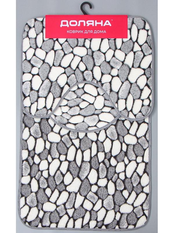 Набор ковриков для ванной и туалета Доляна «Галька», 3 шт: 40×45, 40×50, 50×80 см