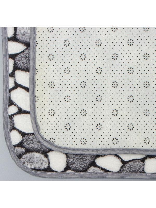Набор ковриков для ванной и туалета Доляна «Галька», 3 шт: 40×45, 40×50, 50×80 см