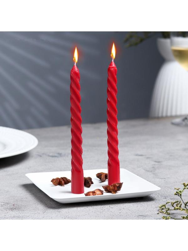 Набор свечей витых, 1,5х 15 см, 2 штуки, аромат лаванда