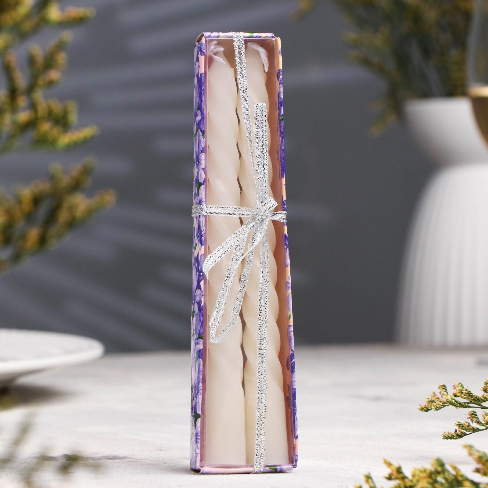 Набор свечей витых, 1,5х15 см, 2 штуки, аромат жасмин