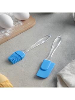 Набор для выпечки Доляна «Лёд», 2 предмета: лопатка, кисть, цвет МИКС