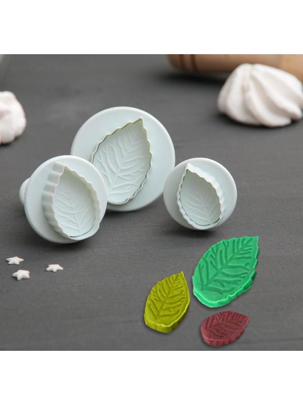 Набор плунжеров кондитерских Доляна «Лист», 3 шт: d=3,5 см, d=4 см, d=5 см
