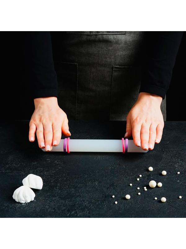 Скалка с ограничителями кондитерская KONFINETTA, 23 см, цвет белый