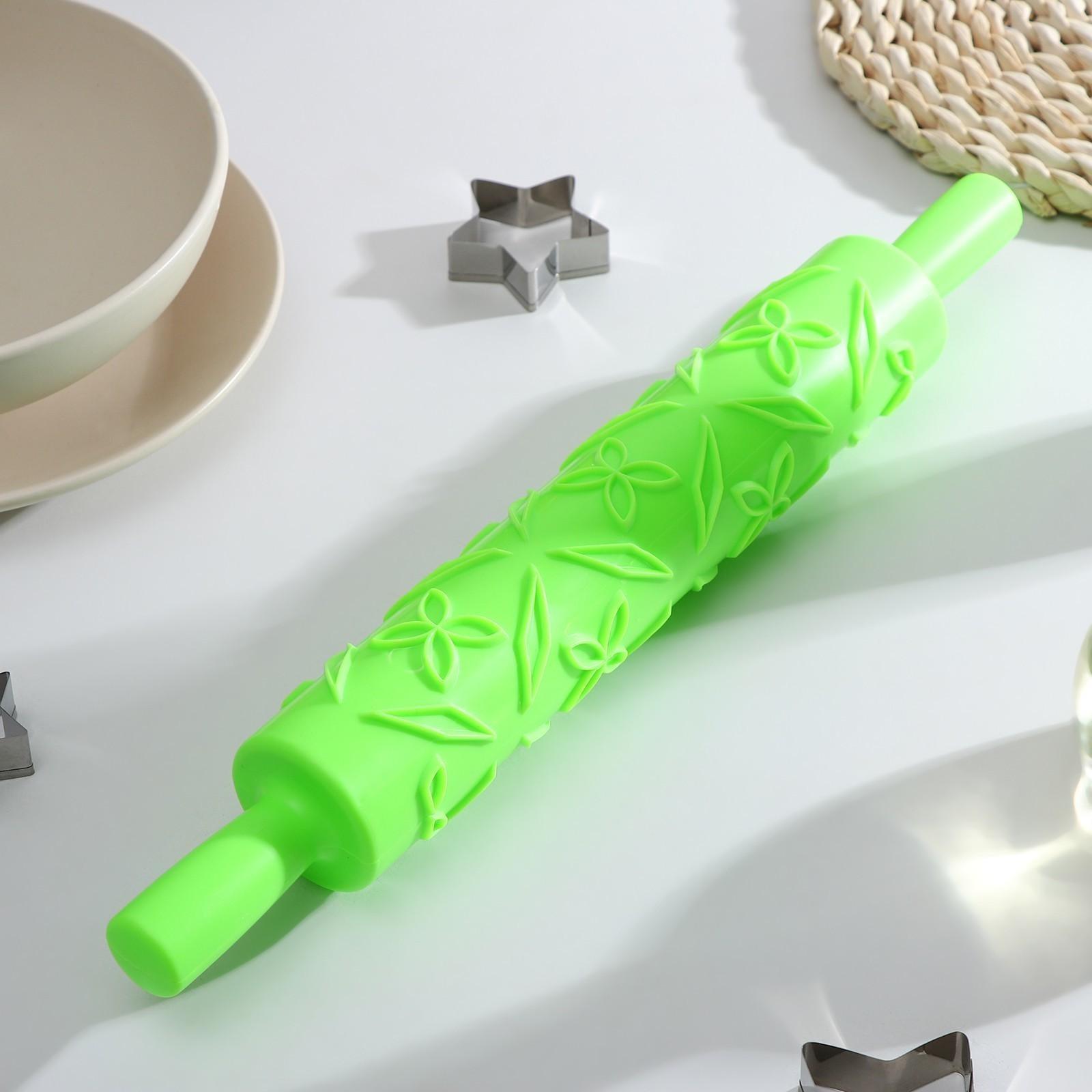 Скалка кондитерская «Листья», 39 см, фактурная