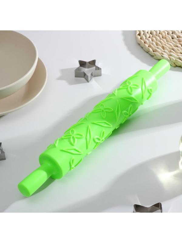 Скалка кондитерская «Листья», 39 см, фактурная