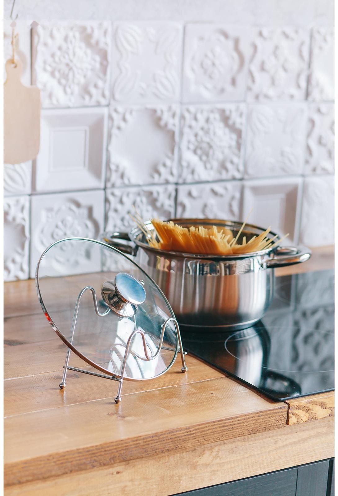 Подставка для крышек Доляна, 18×10×14 см, цвет хром