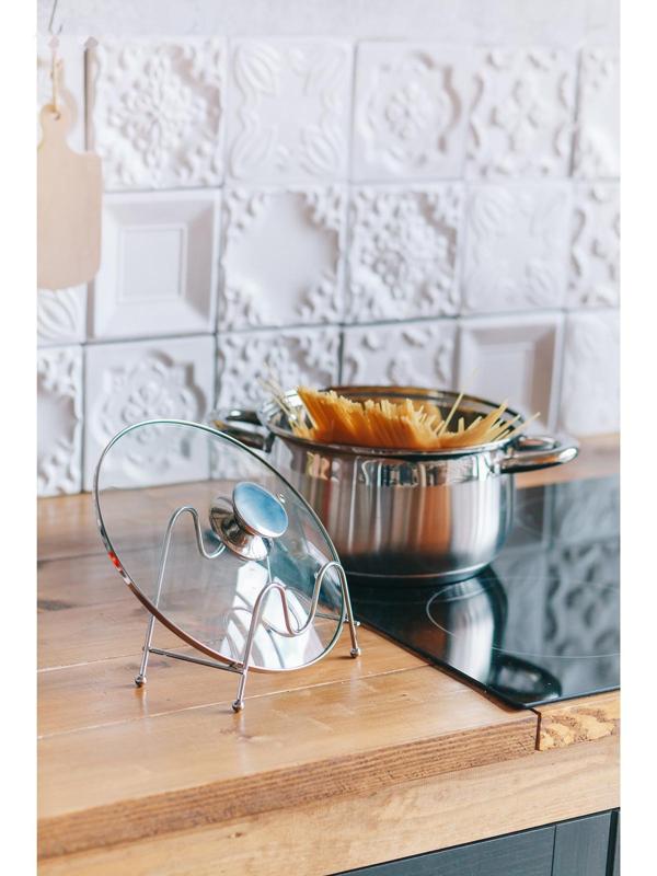 Подставка для крышек Доляна, 18×10×14 см, цвет хром