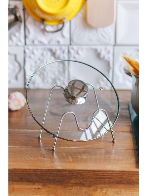 Подставка для крышек Доляна, 18×10×14 см, цвет хром