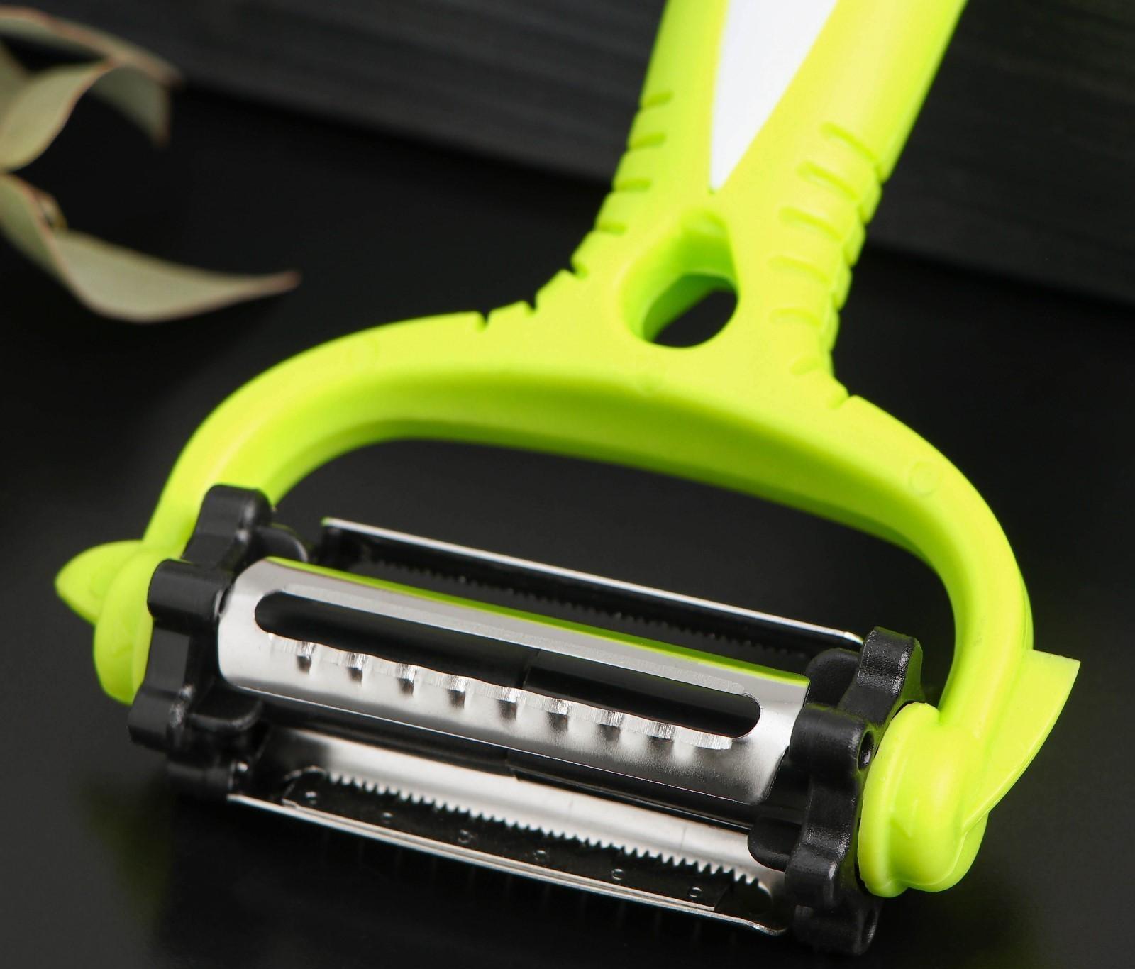 Овощечистка Доляна «Трезубец», 15 см, три лезвия, цвет МИКС