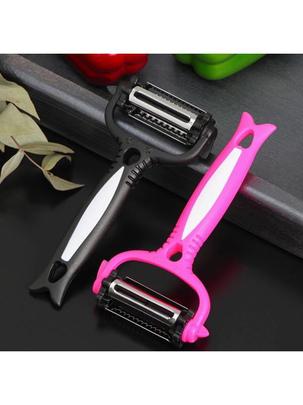 Овощечистка Доляна «Трезубец», 15 см, три лезвия, цвет МИКС