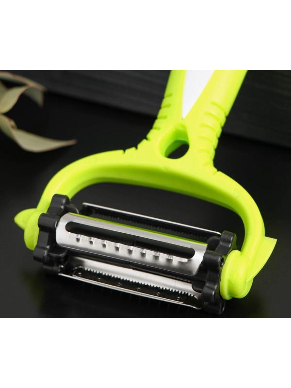 Овощечистка Доляна «Трезубец», 15 см, три лезвия, цвет МИКС