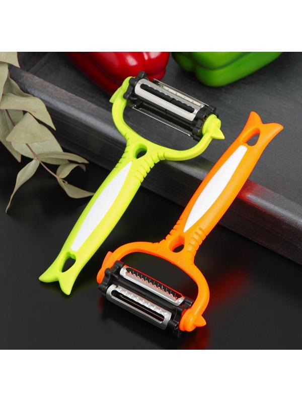 Овощечистка Доляна «Трезубец», 15 см, три лезвия, цвет МИКС