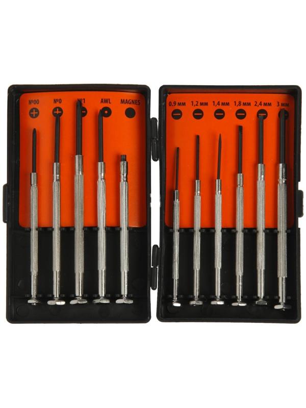 Набор отверток Sparta, для точных работ, PH00-0-1, SL0.9-3, 11 шт., пластиковый кейс