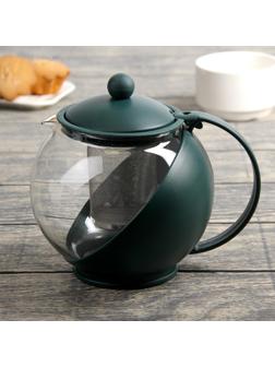 Чайник стеклянный заварочный «Забота», 1,25 л, с металлическим ситом, цвет МИКС