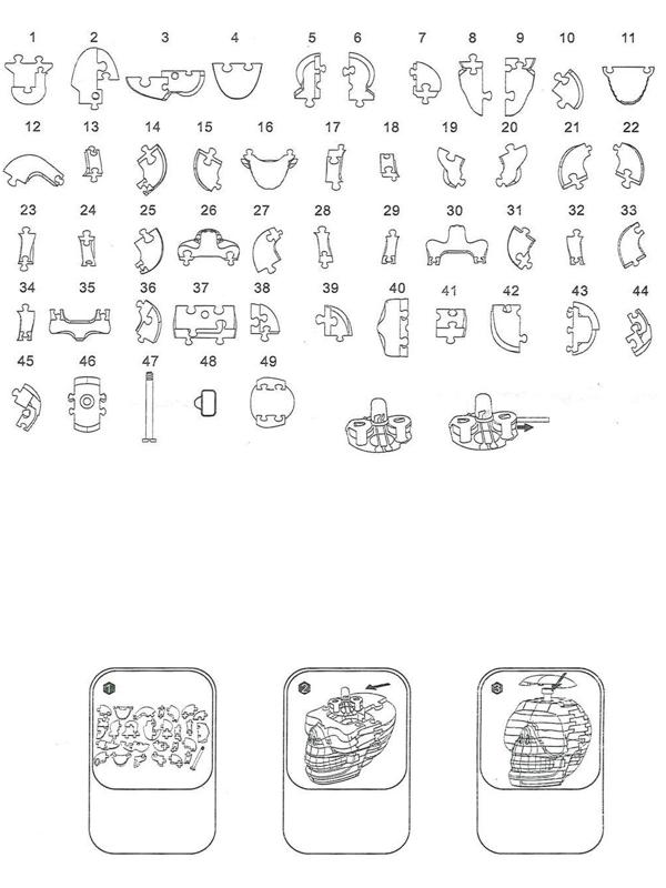 3D пазл кристаллический «Череп, 49 деталей, световые эффекты, работает от батареек