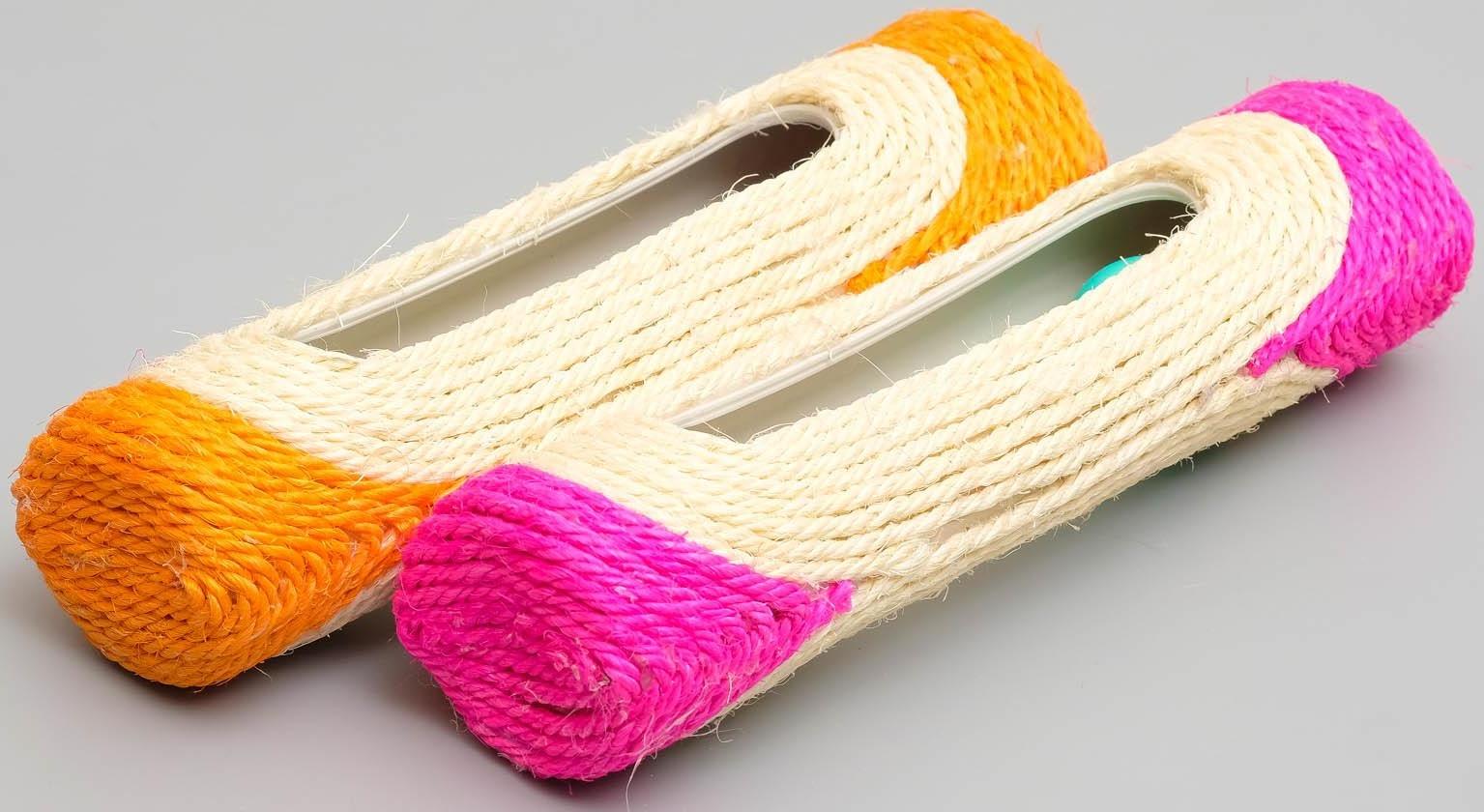 Когтеточка сизалевая малая с шариками, 29 х 7,5 см микс цветов