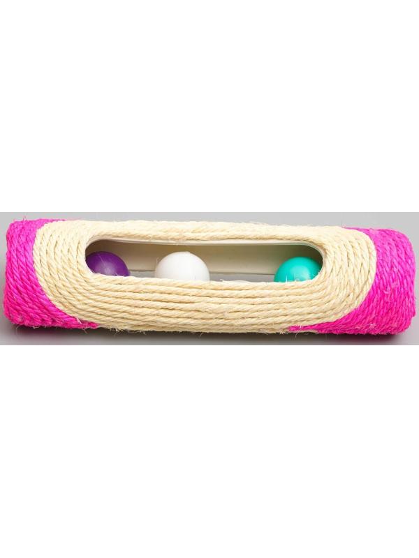 Когтеточка сизалевая малая с шариками, 29 х 7,5 см микс цветов