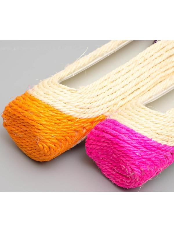 Когтеточка сизалевая малая с шариками, 29 х 7,5 см микс цветов