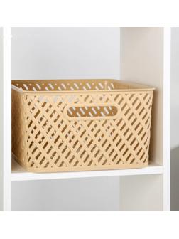 Корзина для хранения «Плетёнка», 35×29×17,5 см, цвет бежевый