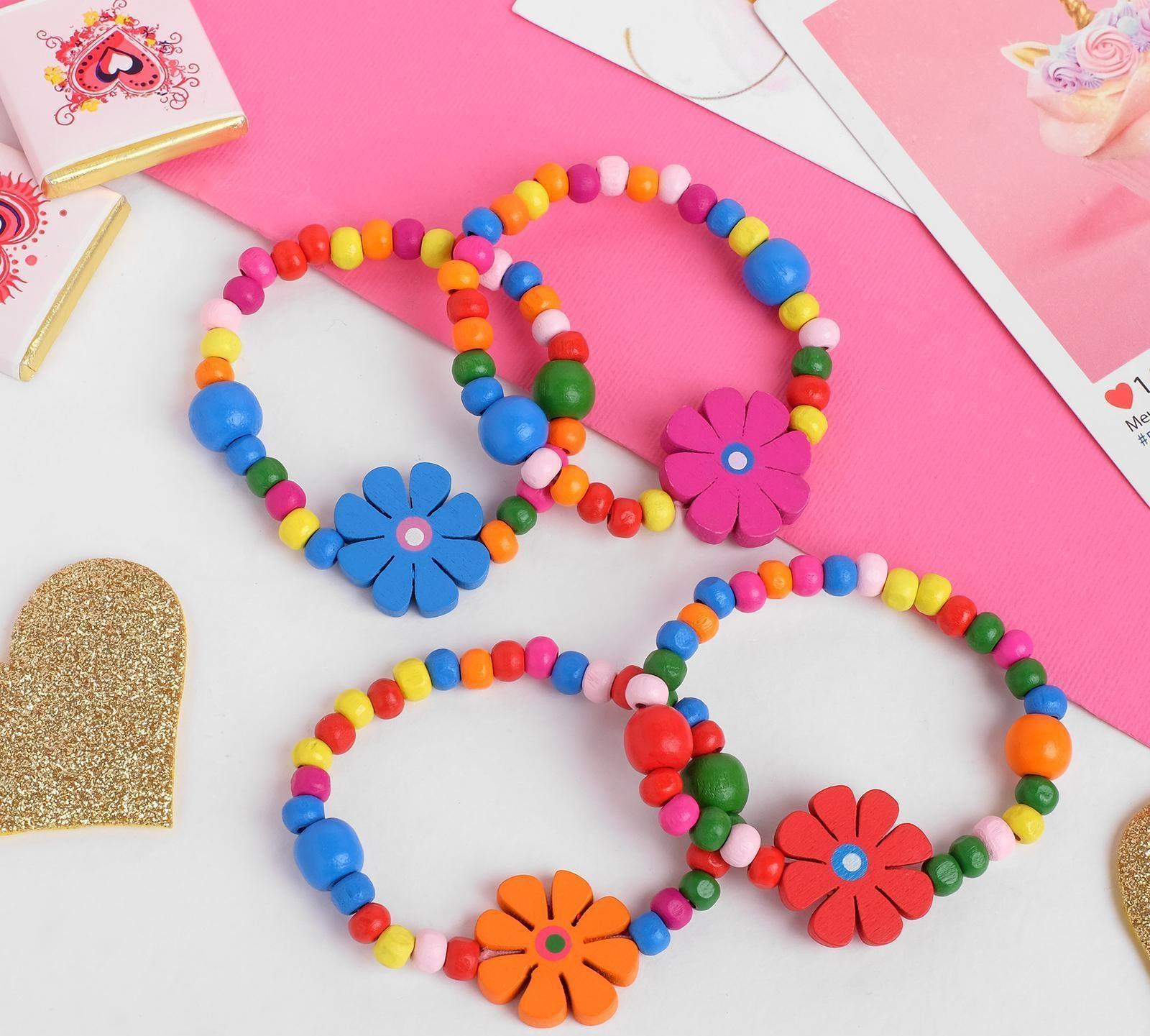 Браслет детский «Выбражулька» цветы с бусинами, цвет МИКС