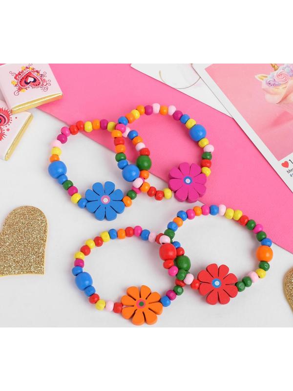 Браслет детский «Выбражулька» цветы с бусинами, цвет МИКС