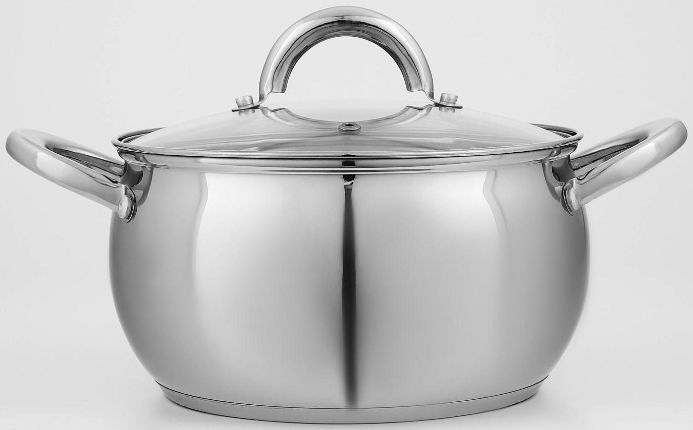 Кастрюля из нержавеющей стали Доляна «Гиперион», 3,5 л, d=20 см, стеклянная крышка