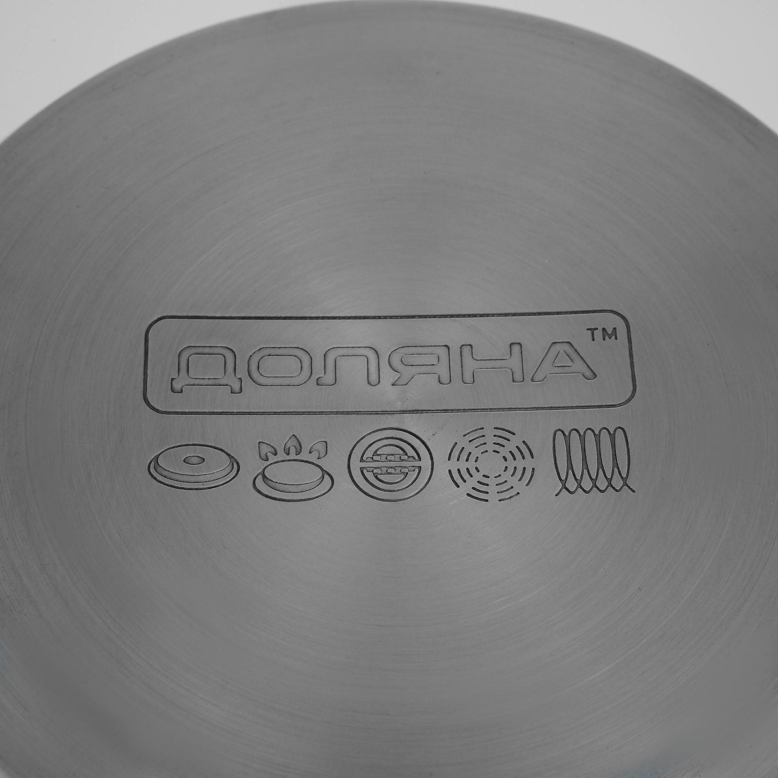 Кастрюля из нержавеющей стали Доляна «Гиперион», 3,5 л, d=20 см, стеклянная крышка